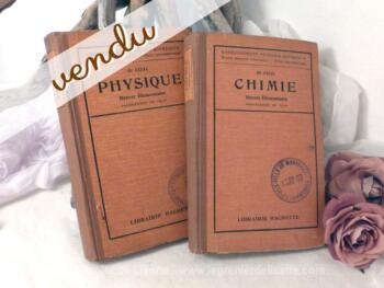 Livres de physique et chimie de 1930 de Ed. Escal à la Librairie Hachette,