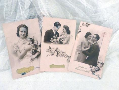 Lot De 3 Cartes Postales Vintages Couple Le Grenier De Lisette