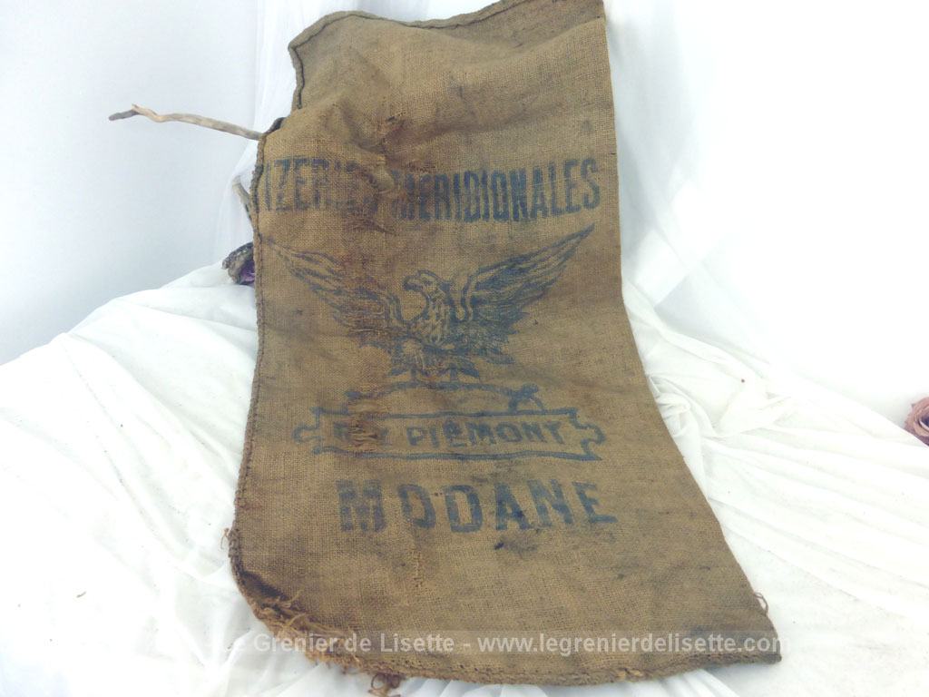 Ancien sac en toile de jute - Brocante & décoration Madame M