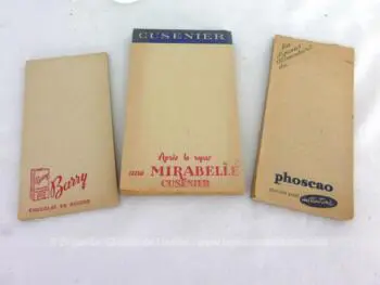 Voici un trio d'anciens blocs-notes, un "Phoscao", un pour "Barry" et un "Cusenier". Des petits blocs-notes d'une autre époque, totalement vintage .