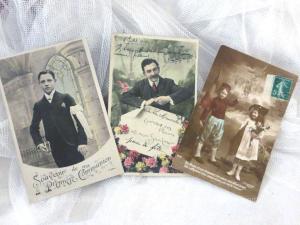 Lot de 3 anciennes cartes postales souvenirs 1909