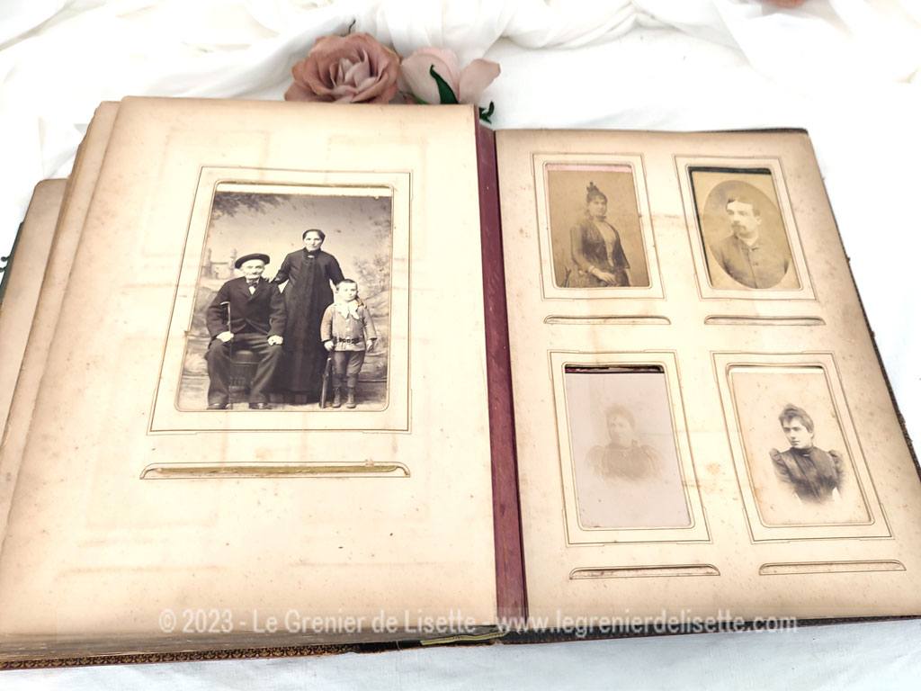 Ancien album photos 1900 cuir marron avec fermoir en métal et ses