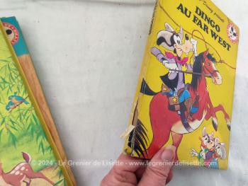 En bon état, voici quatre livres pour enfants de la serié "Wald Disney présente"  du "Club du livre Mickey" avec Dingo au Far West, Bambi grandit, Bibi Lapin et ses amis et Pluto Détective, imprimé de 1979 à 1982. Idéal pour se replonger dans les souvenirs de notre enfance..