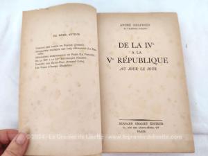 Livre « De la IV° à la V° République, au jour le jour » de 1958