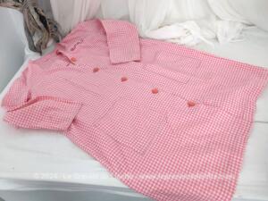 Tablier vichy rose vintage taille 38 nom brodé