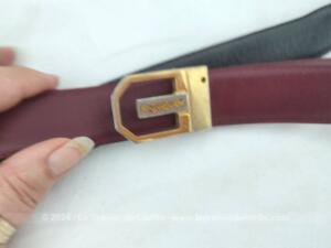 Superbe ceinture vintage Yves Saint Laurent cuir bordeaux ou gris