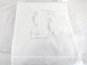 Ancien grand drap monogrammes DL et jours