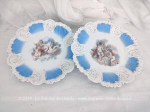 Duo assiettes shabby angelots et chérubins dorures shabby