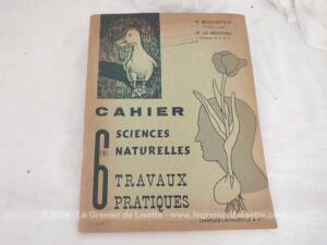 Ancien Cahier de Sciences Naturelles Travaux Pratiques 1964