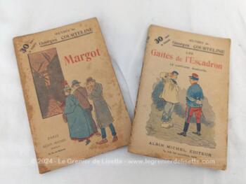 Voici un duo de petits livres de 11.5 x 17.5 x 0.6 cm  concernant les "Oeuvres de Courteline" publié chez Albin Michel avec "Les Gaités de l'Escadron et le Capitaine Marjavel" et  "Margot" datant des années 30.