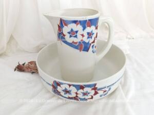 Ancien service toilette fleurs bleues St Amand Céranord