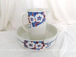 Ancien service toilette fleurs bleues St Amand Céranord