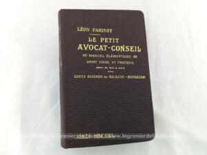 Ancien manuel « Le Petit Avocat Conseil » de 1927