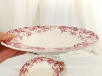 Voici un duo de grandes assiettes creuses, pas très anciennes mais vraiment tendance shabby portant l'estampillé "Stawberry Fair" "Made in England" par Johnson Brothers, décorées sur tout le pourtour d'une guirlande  de fleurs roses et une bordure en vague.