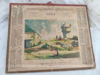 Almanach des Postes et Télégraphes année 1933 sans feuillets intérieurs mais avec tout le charme de la couverture d'un almanach de plus de 90 ans !