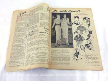 Ancienne revue Le Petit Echo de la Mode du 22 novembre 1953, véritable trésor vintage de 72 ans avec des idées de modèles de robes pour femmes et enfants, de broderies, de décorations et de coiffures.. Tout le mystère de l'élégance pour l'automne 1953.