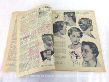 Ancienne revue Le Petit Echo de la Mode du 22 novembre 1953, véritable trésor vintage de 72 ans avec des idées de modèles de robes pour femmes et enfants, de broderies, de décorations et de coiffures.. Tout le mystère de l'élégance pour l'automne 1953.